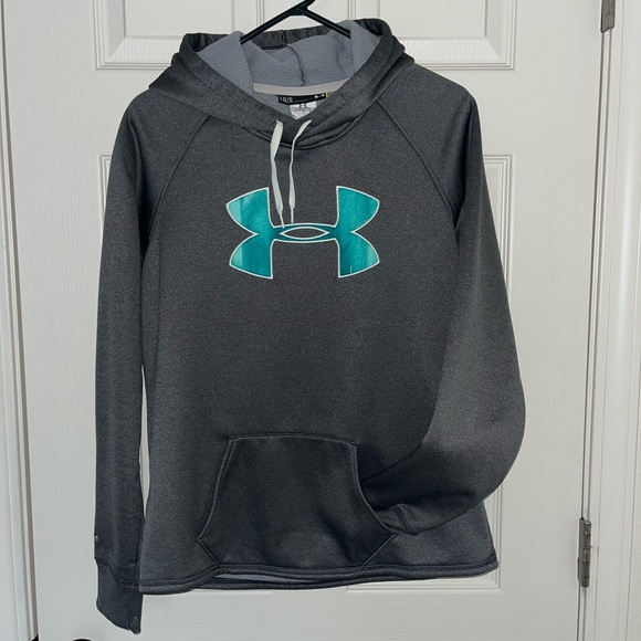 Under Armour Storm 1 Gray Hoodie with Teal Logo - Picture 2 of 8